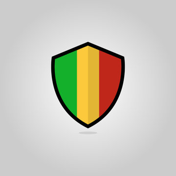 recommend clip art: Mali Flag Flat Vector Shield Badge