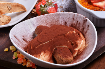 Tiramisu dessert in a bowl  
