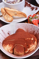 Tiramisu dessert in a bowl  