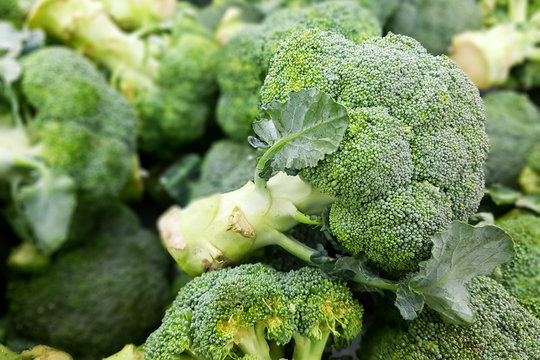 Fresh broccoli in supermarket