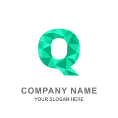 Polygonal Letter Q Geometric 3D Alphabet Logo Vector Illustration
