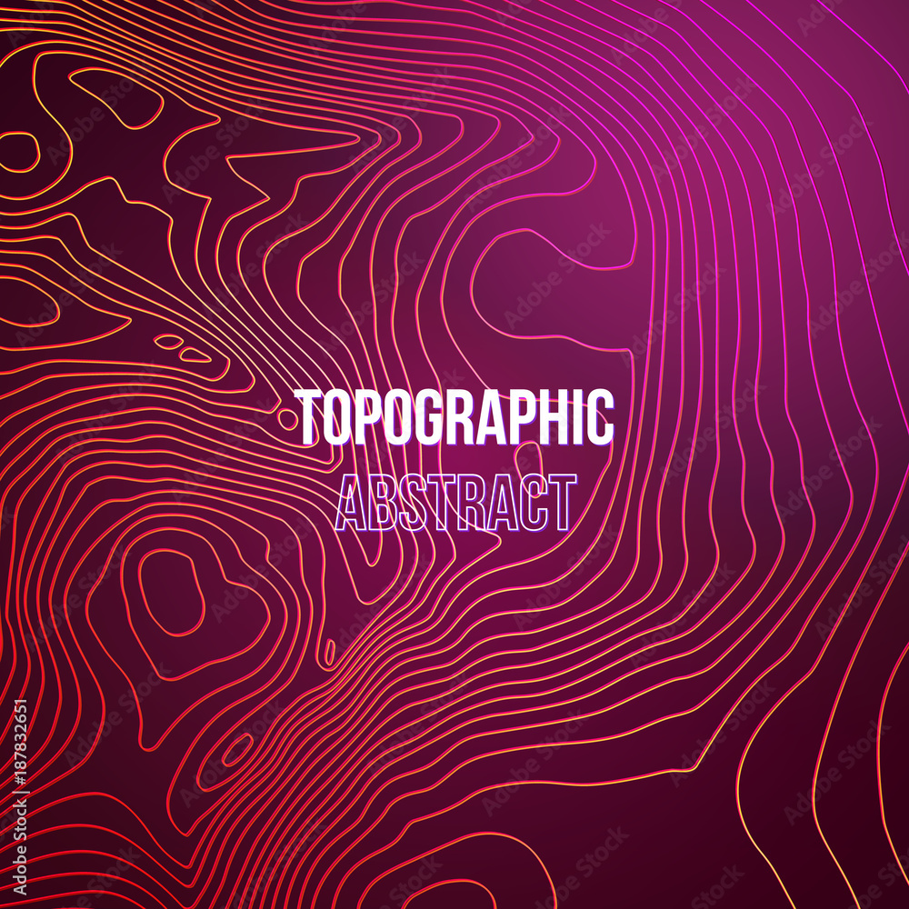 Poster Topographic map colorful abstract background with contour lines
