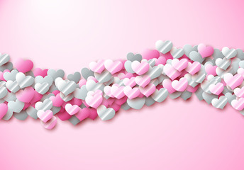 Valentines Day card with scattered colorful foil hearts