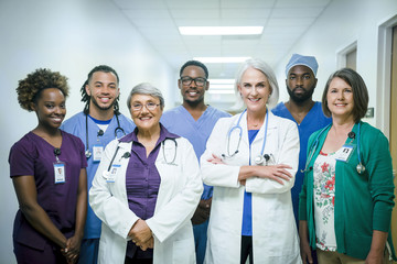 Portrait of smiling medical team in hospital