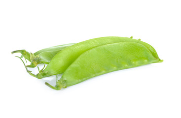 pile of fresh green pea on white background