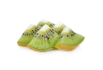sliced fresh green kiwi on white background