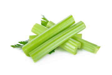 fresh celery with leaf on white background