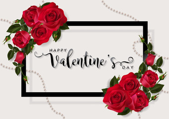 Valentine's day greeting card templates with realistic of beautiful red rose on background color. Vector Eps.10 - obrazy, fototapety, plakaty