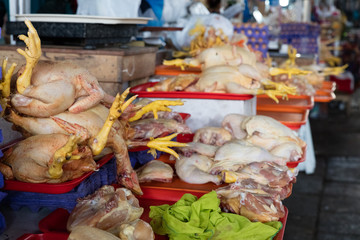 chicken exposed in market