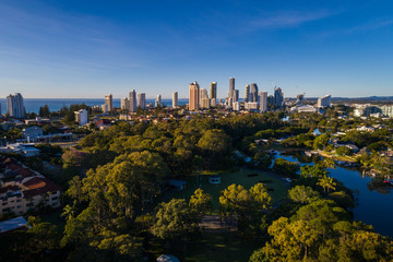 Naklejka premium Gold Coast, Queensland/Australia - 9 July 2017: Aerial Image over Cascade Gardens on the Gold Coast, Australia