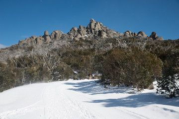 Mount Buffalo, winter view at the top of the snow mountain