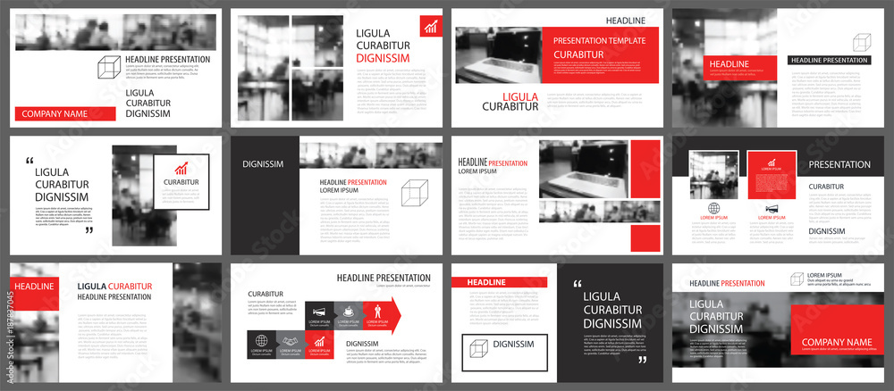 Poster red and white element for slide infographic on background. presentation template. use for business a