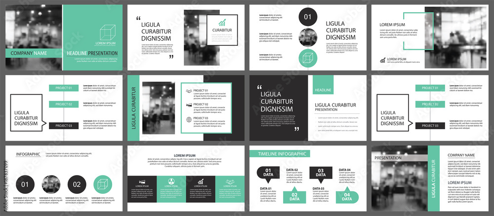 Poster green and white element for slide infographic on background. presentation template. use for business