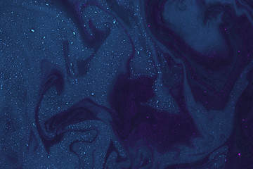 Suminagashi marble texture hand painted with indigo ink. Digital paper 44 performed in traditional japanese suminagashi floating ink technique. Exquisite liquid abstract background. - obrazy, fototapety, plakaty