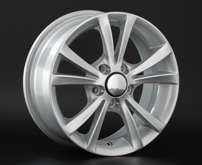 Obraz premium Aluminum metal wheel rim texture. Car alloy wheel, isolated on black background