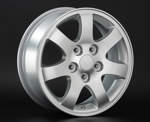 Obraz premium Aluminum metal wheel rim texture. Car alloy wheel, isolated on black background