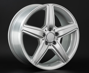 Obraz premium Aluminum metal wheel rim texture. Car alloy wheel, isolated on black background