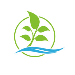 Leaf logo. Color tree logo. Leaf and sea icon. 