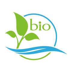Color ecology logo. Leaf and sea icon. Bio plant.