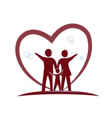 Family and red heart logo - 187838675