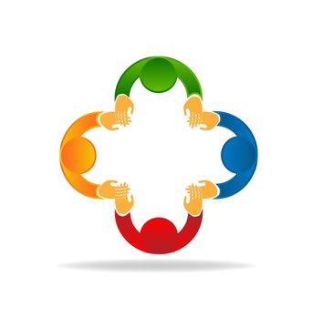 Logo social media teamwork holding hands vector icon