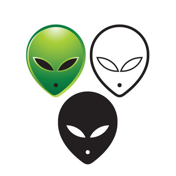 three alien heads vector illustration
