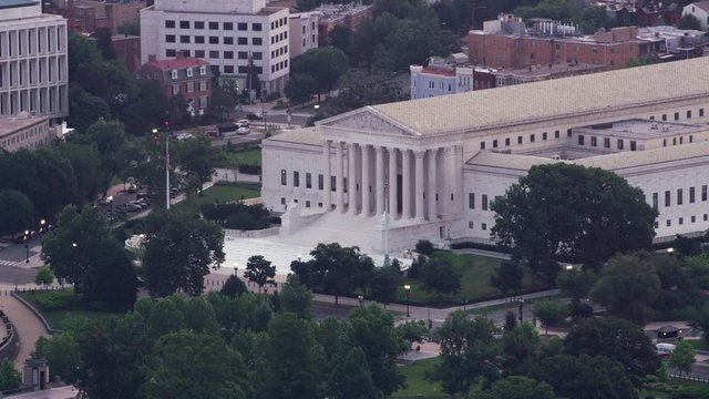 Washington, D.C. Circa-2017, Aerial View Of The Supreme Court And Capitol Building.  Shot With Cineflex And RED Epic-W Helium. 