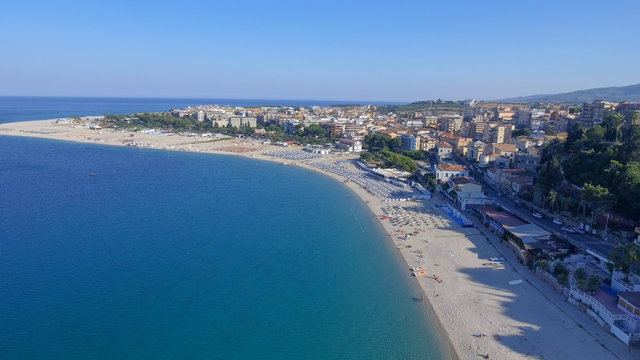 Beautiful aerial view of Soverato coastline and beaches in summer, Calabria - Italy