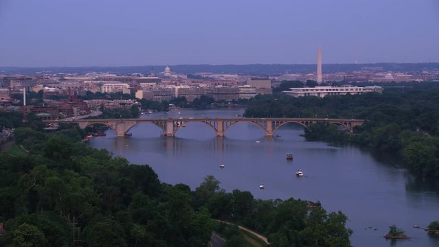 Washington, D.C. circa-2017, Flying down the Potomac River with D.C. in the distance.  Shot with Cineflex and RED Epic-W Helium. 