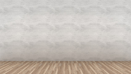 Empty room with concrete wall and wooden floor,3d render