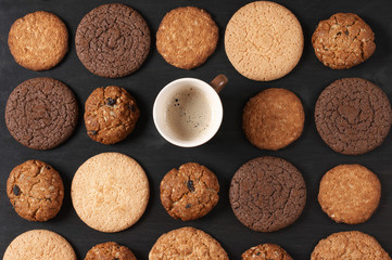 Various cookies and coffee