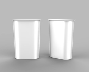 White blank advertising POS POI PVC Promotion mini counter booth, Retail Trade Stand Isolated on the white background. Mock Up Template For Your Design. 3D illustration