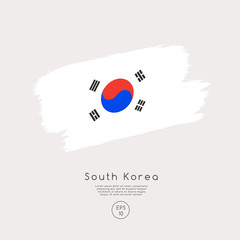 Flag of South Korea in Grunge Brush Stroke : Vector Illustration