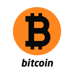 Bitcoin symbol in the circle flat design vector illustration