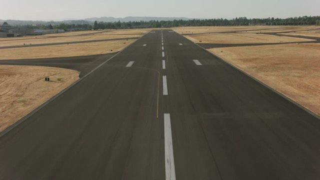 Salem, Oregon circa-2017, Taking off from airport runway.  Shot with Cineflex and RED Epic-W Helium. 