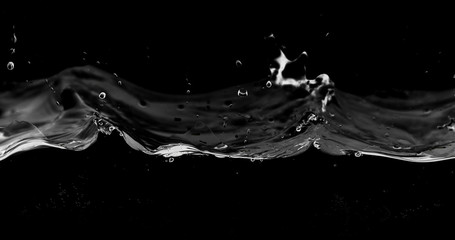 Water smooth with splashes on a black background
