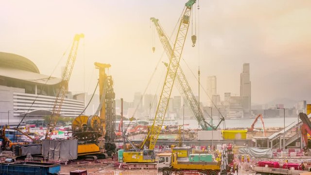 The Construction Of The Hong Kong. Time Lapse