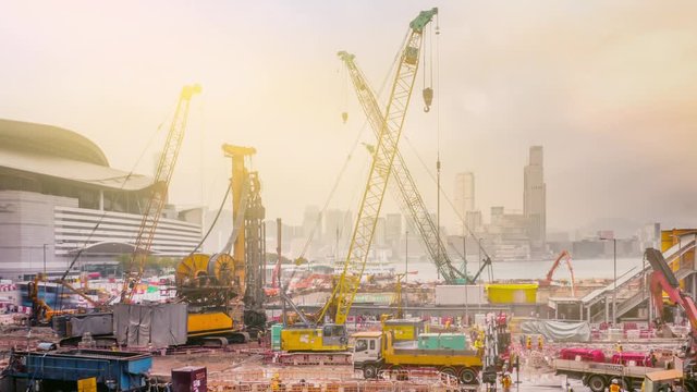 The Construction Of The Hong Kong. Time Lapse