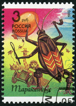 RUSSIA - 1993: shows Big Cockroach, series Characters from books by K.I.Chukovsky