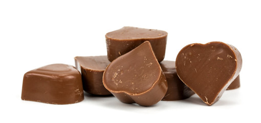chocolate candies on a white background