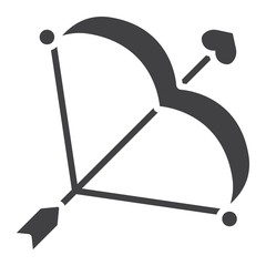 Cupid bow with arrow glyph icon, valentines day and romantic, love sign vector graphics, a solid pattern on a white background, eps 10.