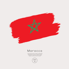Flag of Morocco in Grunge Brush Stroke : Vector Illustration