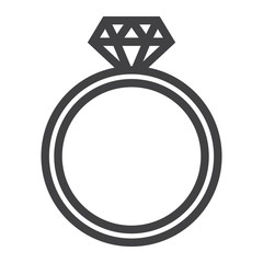 Diamond ring line icon, valentines day and romantic, jewel sign vector graphics, a linear pattern on a white background, eps 10.