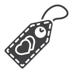 Love sale tag glyph icon, valentines day and romantic, price sign vector graphics, a solid pattern on a white background, eps 10.