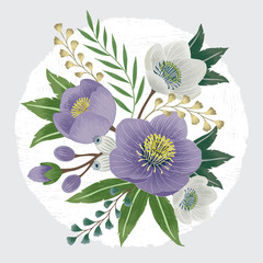  Vector illustration of a beautiful floral bouquet in spring for Wedding, anniversary, birthday and party. Design for banner, poster, card, invitation and scrapbook 