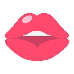 Red lips flat icon, valentines day and romantic, kiss sign vector graphics, a colorful solid pattern on a white background, eps 10.