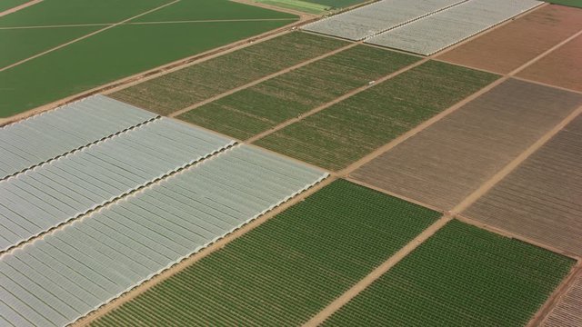 Oxnard, California circa-2017, Aerial shot Oxnard area farmland.  Shot with Cineflex and RED Epic-W Helium. 