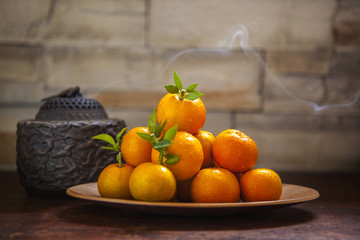 Chinese year thanks to the blessing of the offerings, oranges