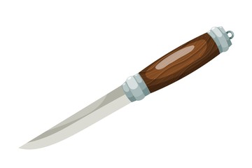 Color image of a knife on a white background. Vector illustration Cartoon style knife
