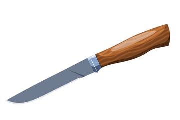 Color image of a knife on a white background. Vector illustration Cartoon style knife